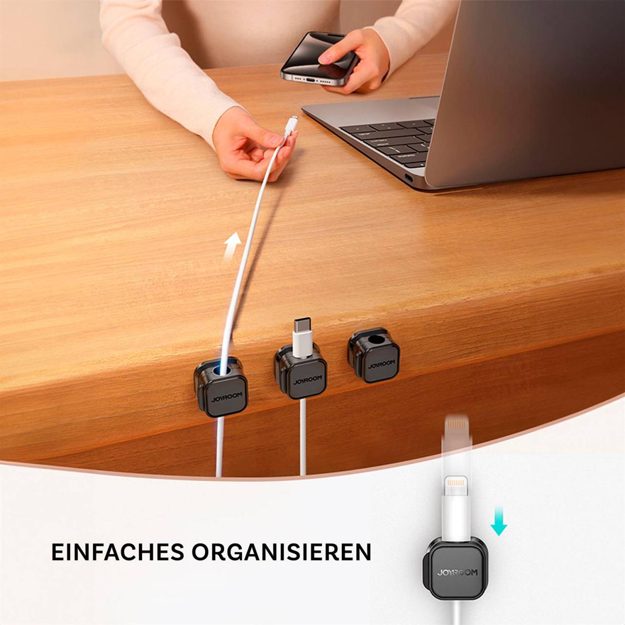 Joyroom JR-ZS368 – Verstellbarer Kabel Organizer, Magnetisches Kabelmanagement-System