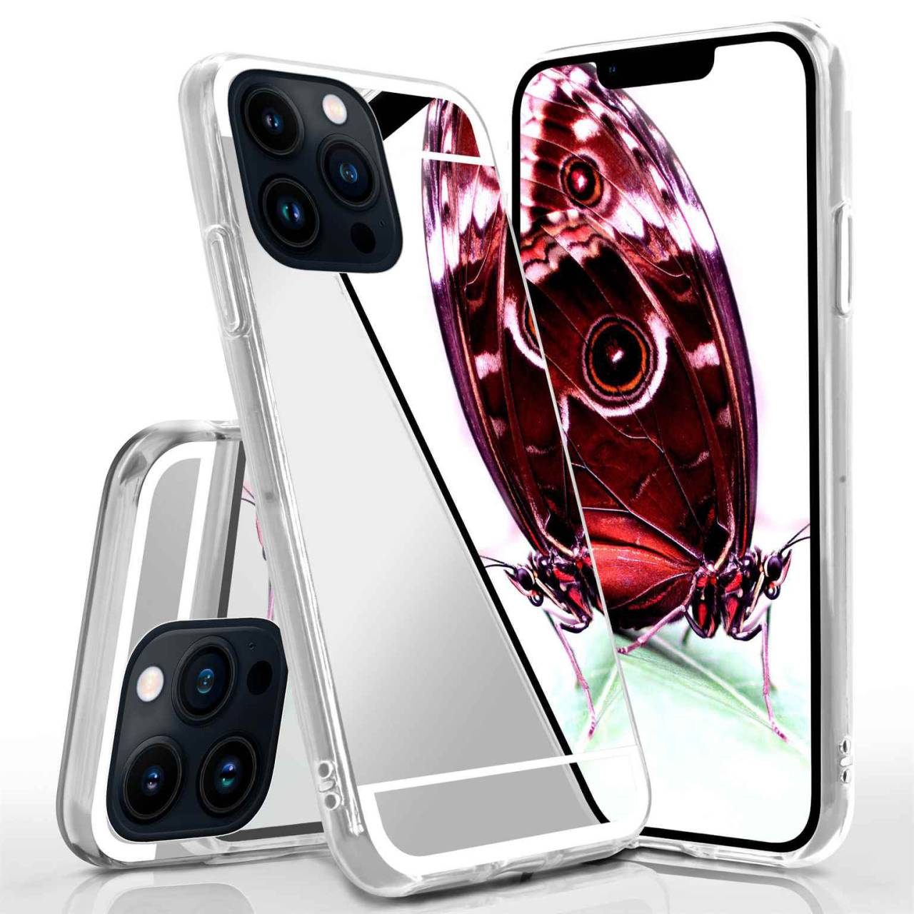 moex Mirror Case für Apple iPhone 13 Pro – Handyhülle aus Silikon mit Spiegel auf der Rückseite