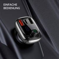 Baseus FM Transmitter Bluetooth 5.0 – Auto Musik Streaming, USB Schnellladegerät, Kfz Bluetooth Adapter