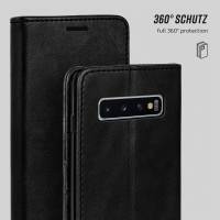 moex Casual Case für Samsung Galaxy S10 – 360 Grad Schutz Booklet, PU Lederhülle mit Kartenfach