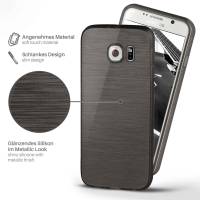 moex Brushed Case für Samsung Galaxy S6 – Silikon Handyhülle, Backcover in Aluminium Optik
