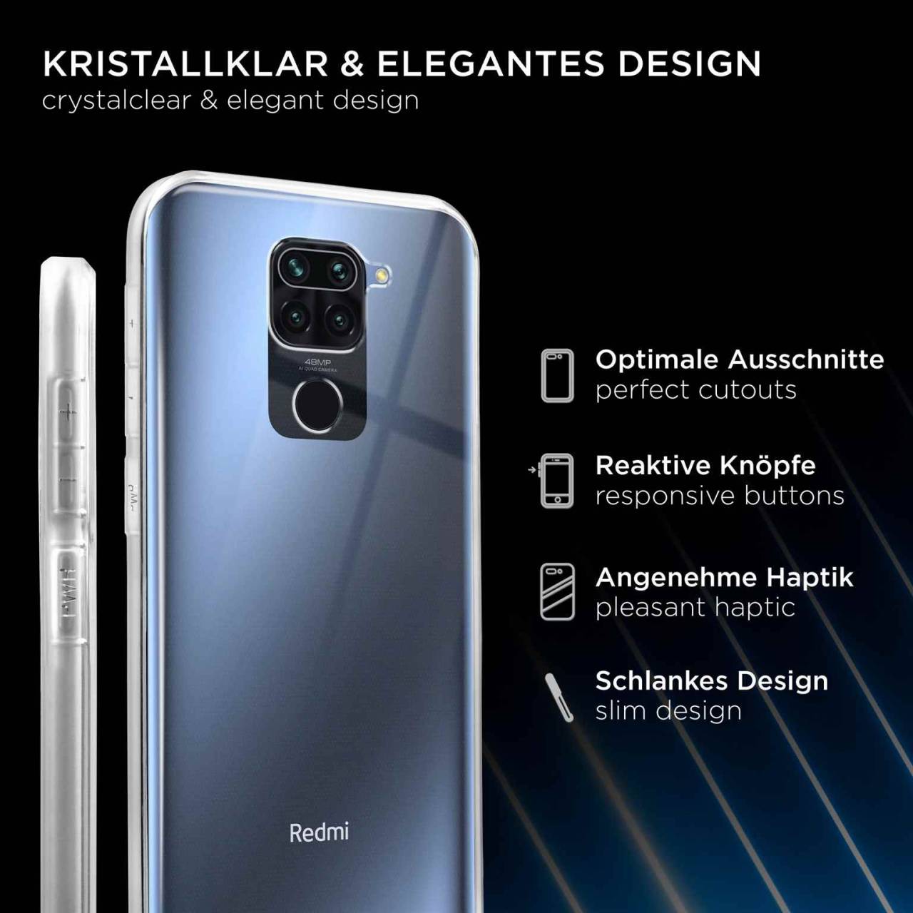 ONEFLOW Clear Case Redmi Note 9 Silikonhülle transparent