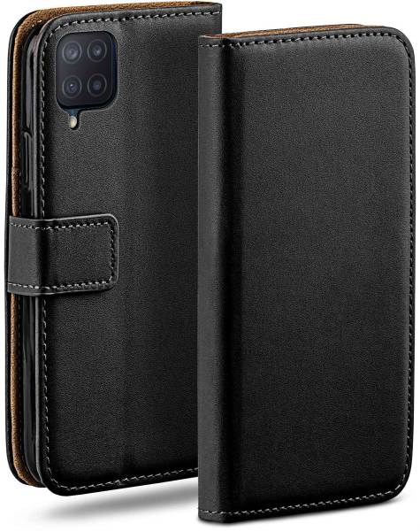moex Book Case für Samsung Galaxy M12 – Klapphülle aus PU Leder mit Kartenfach, Komplett Schutz