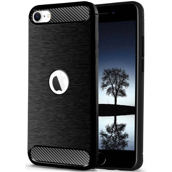 ONEFLOW Shift Case für Apple iPhone SE 2. Generation (2020) – Handyhülle aus robustem TPU in Carbon- & brushed Alu-Optik