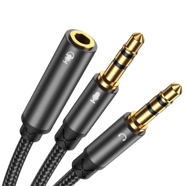 Joyroom AUX-Splitterkabel 3,5mm – Audio Splitter Kabel AUX Y-Kabel für Kopfhörer und Mikrofon