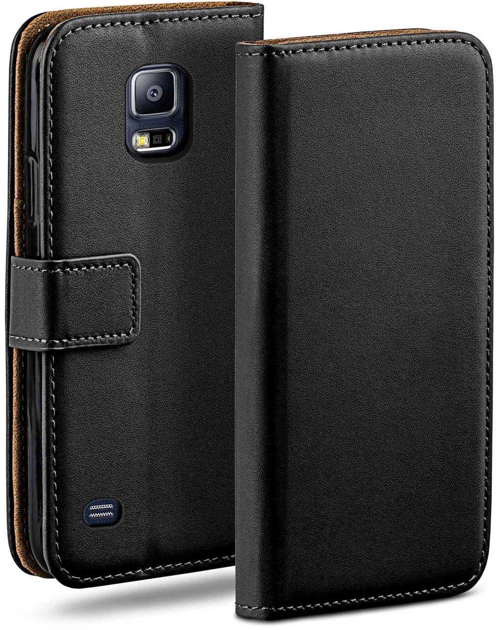 moex Book Case für Samsung Galaxy S5 – Klapphülle aus PU Leder mit Kartenfach, Komplett Schutz