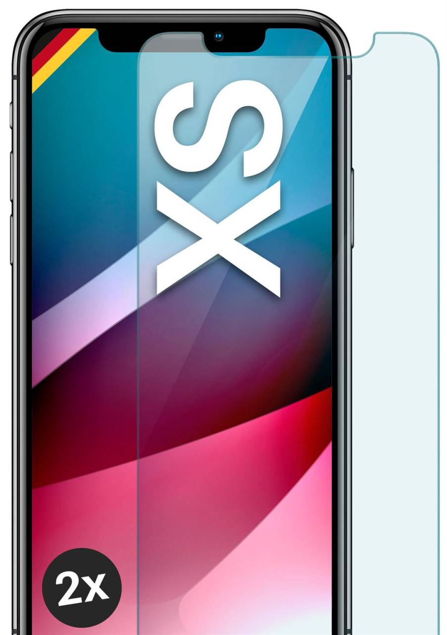 moex ShockProtect Klar für Apple iPhone XS – Panzerglas für kratzfesten Displayschutz, Ultra klar