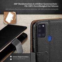 moex Book Case für Samsung Galaxy A21s – Klapphülle aus PU Leder mit Kartenfach, Komplett Schutz