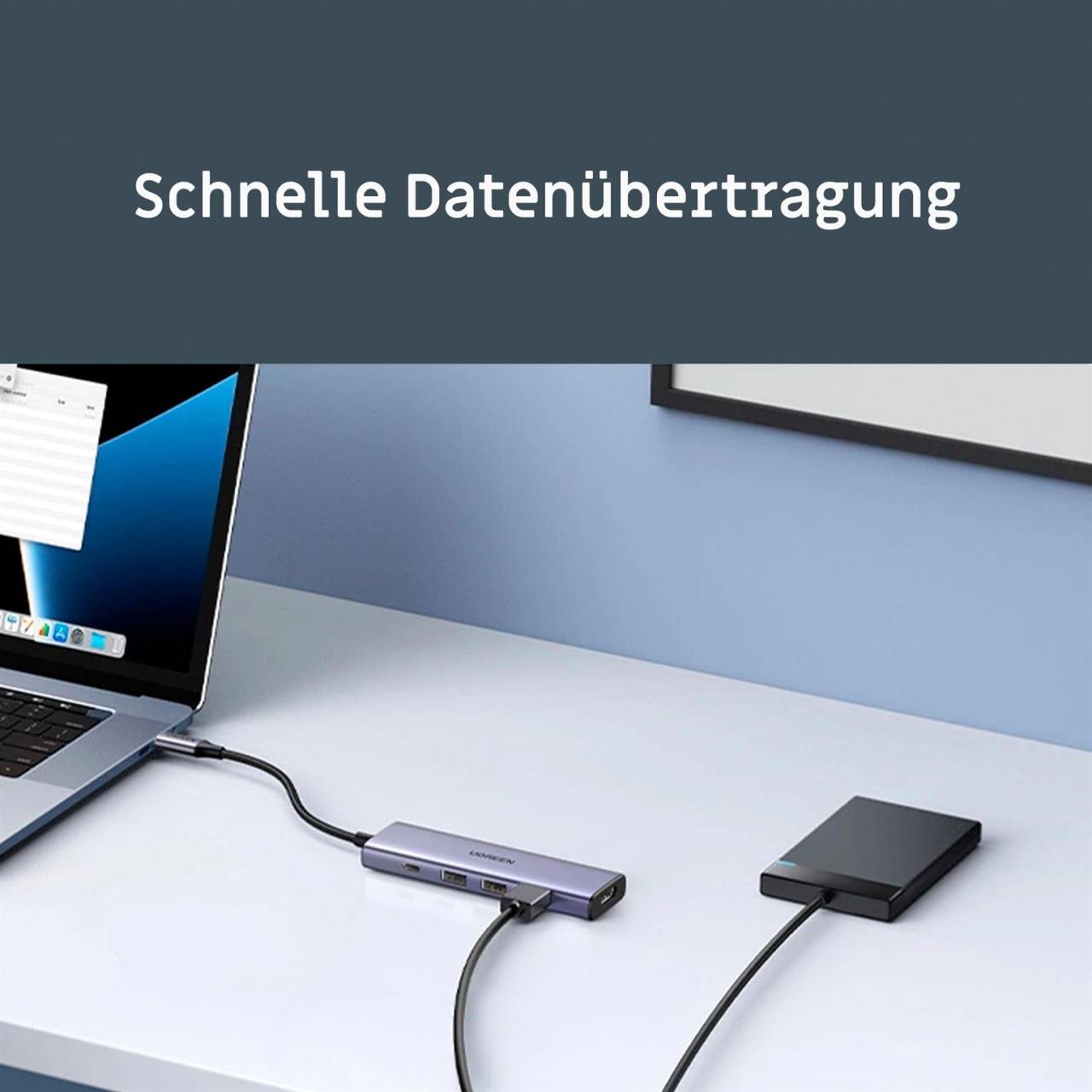 Ugreen Multifunktions-USB-Hub – USB-C für Smartphones und andere Geräte, HDMI, USB-C, USB-A