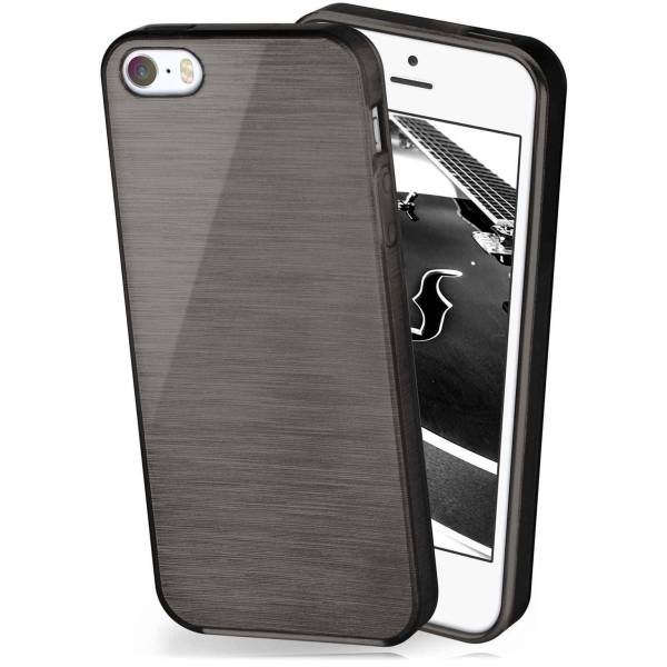 moex Brushed Case für iPhone 5 – Silikon Handyhülle, Backcover in Aluminium Optik