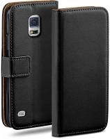 moex Book Case für Samsung Galaxy S5 Mini – Klapphülle aus PU Leder mit Kartenfach, Komplett Schutz