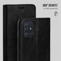moex Casual Case für Samsung Galaxy A51 – 360 Grad Schutz Booklet, PU Lederhülle mit Kartenfach