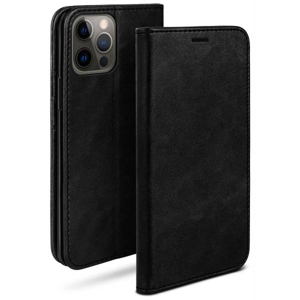 moex Casual Case für Apple iPhone 12 Pro – 360 Grad Schutz Booklet, PU Lederhülle mit Kartenfach