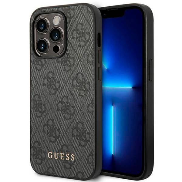 Guess 4G Metal Gold Logo Case iPhone 14 Pro Max – Hardcase, robust und kompatibel mit kabellosem Laden