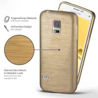 moex Brushed Case für Samsung Galaxy S5 Mini – Silikon Handyhülle, Backcover in Aluminium Optik