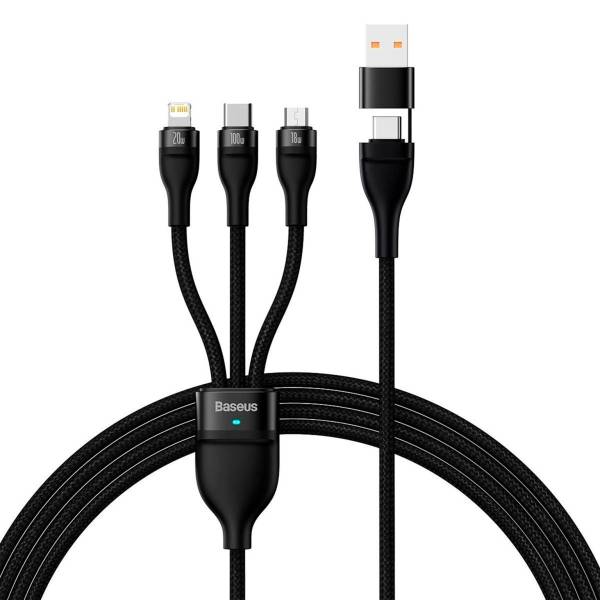 Baseus multifunktionales 3-in-1 Ladekabel - USB-C/Lightning/Micro-USB für Smartphones - 1,2 Meter - Fixe Länge