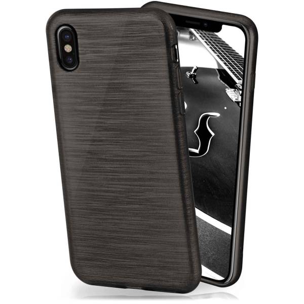moex Brushed Case für iPhone X – Silikon Handyhülle, Backcover in Aluminium Optik