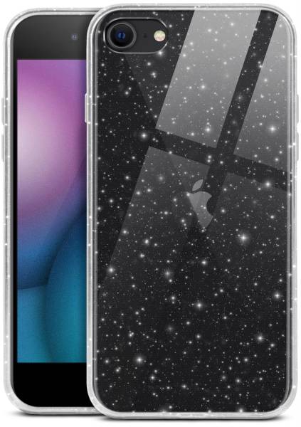 moex® Sparky Case für Apple iPhone SE 2. Generation (2020) – Stylische Glitzer Hülle, ultra slim Handyhülle, durchsichtig