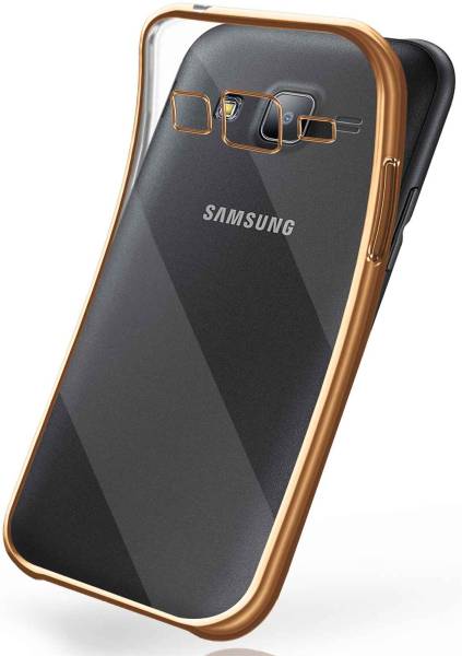 moex Chrome Case für Samsung Galaxy J5 (2015) – Handy Bumper mit Chrom Rand – Transparente Hülle