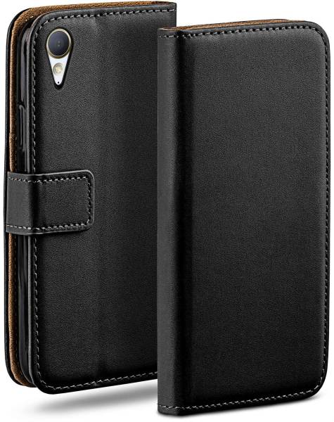 moex Book Case für HTC Desire 10 Lifestyle – Klapphülle aus PU Leder mit Kartenfach, Komplett Schutz