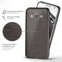 moex Brushed Case für Samsung Galaxy Core 2 – Silikon Handyhülle, Backcover in Aluminium Optik