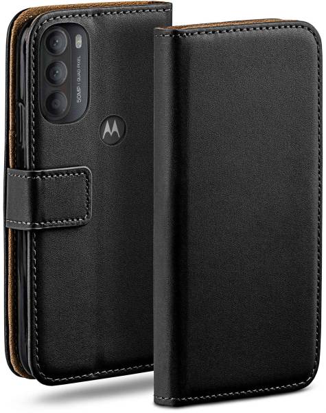 moex Book Case für Motorola Moto G71 5G – Klapphülle aus PU Leder mit Kartenfach, Komplett Schutz