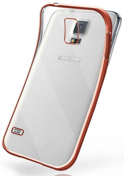 moex Chrome Case für Samsung Galaxy S5 Neo – Handy Bumper mit Chrom Rand – Transparente Hülle