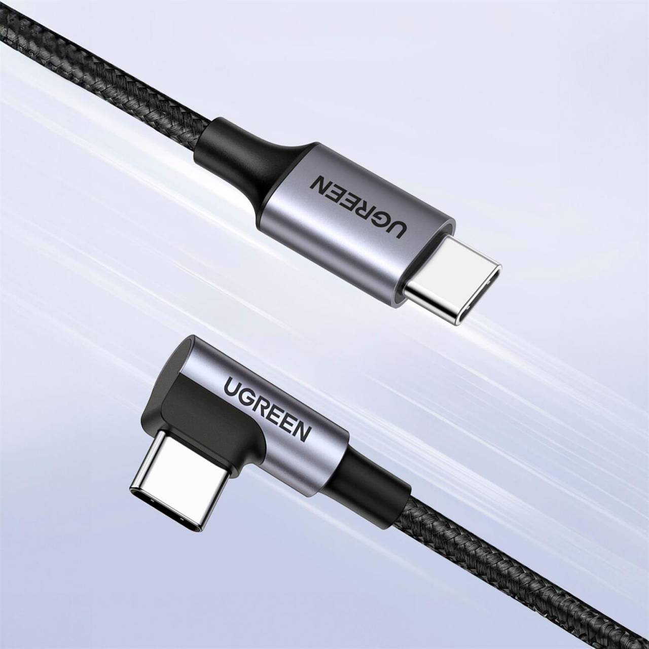 Ugreen Ladekabel – USB-C auf USB-C für Smartphones und anderes, 90 Grad Winkel einseitig, 60W, 1 m