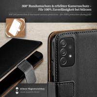 moex Book Case für Samsung Galaxy A72 – Klapphülle aus PU Leder mit Kartenfach, Komplett Schutz