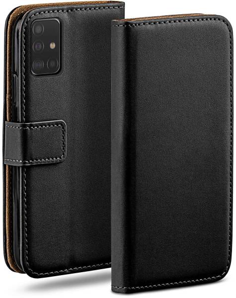 moex Book Case für Samsung Galaxy A51 – Klapphülle aus PU Leder mit Kartenfach, Komplett Schutz