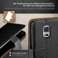 moex Book Case für Samsung Galaxy S5 Mini – Klapphülle aus PU Leder mit Kartenfach, Komplett Schutz