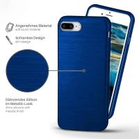 moex Brushed Case für Apple iPhone 7 Plus – Silikon Handyhülle, Backcover in Aluminium Optik