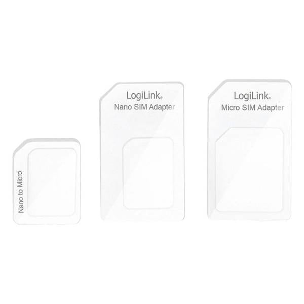 LogiLink Dual SIM-Karten-Adapter – Nano, Micro, Standard SIM, SIM-Karten-Umwandlung, Flexibilität für alle Größen