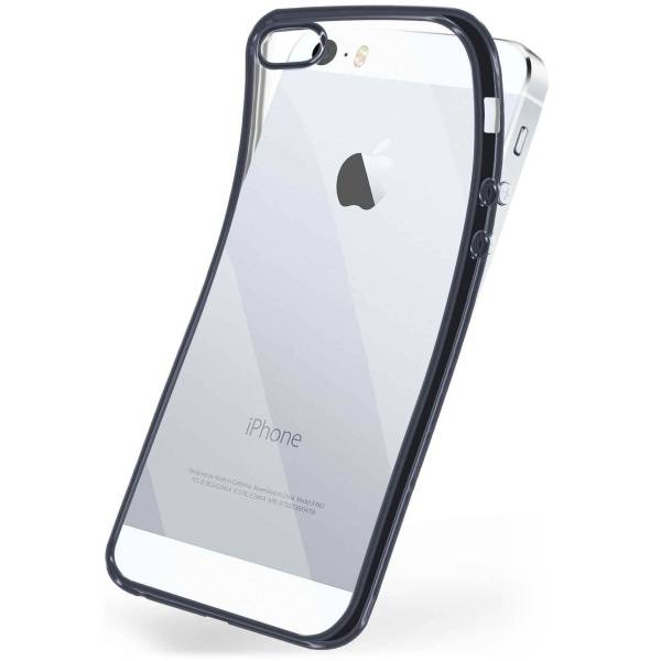 moex Chrome Case für iPhone SE (2016) – Handy Bumper mit Chrom Rand – Transparente Hülle