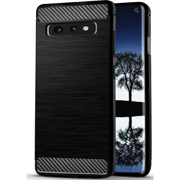 ONEFLOW Shift Case für Samsung Galaxy S10e – Handyhülle aus robustem TPU in Carbon- & brushed Alu-Optik