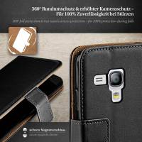 moex Book Case für Samsung Galaxy S3 Mini – Klapphülle aus PU Leder mit Kartenfach, Komplett Schutz
