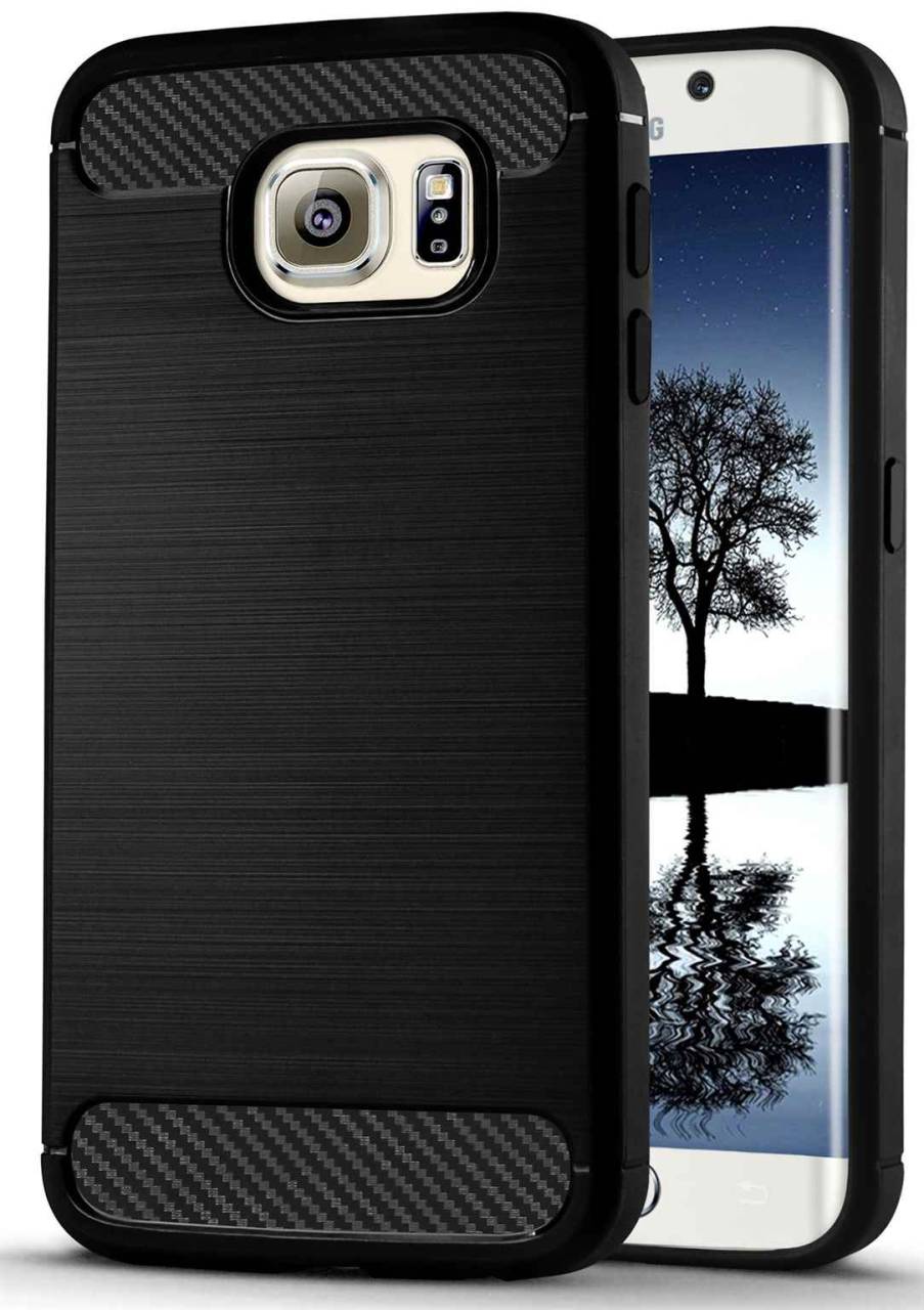 ONEFLOW Shift Case für Samsung Galaxy S6 Edge – Handyhülle aus robustem TPU in Carbon- & brushed Alu-Optik