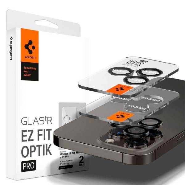 Spigen Glas.tR EZ Fit Optik Pro für iPhone 14 Pro & iPhone 14 Pro Max – Hartglasabdeckung für Smartphone Kamera