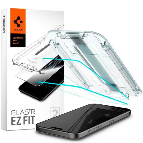 Spigen Glas.tR EZ Fit iPhone 15 Pro Max Panzerglas Easy-Fit